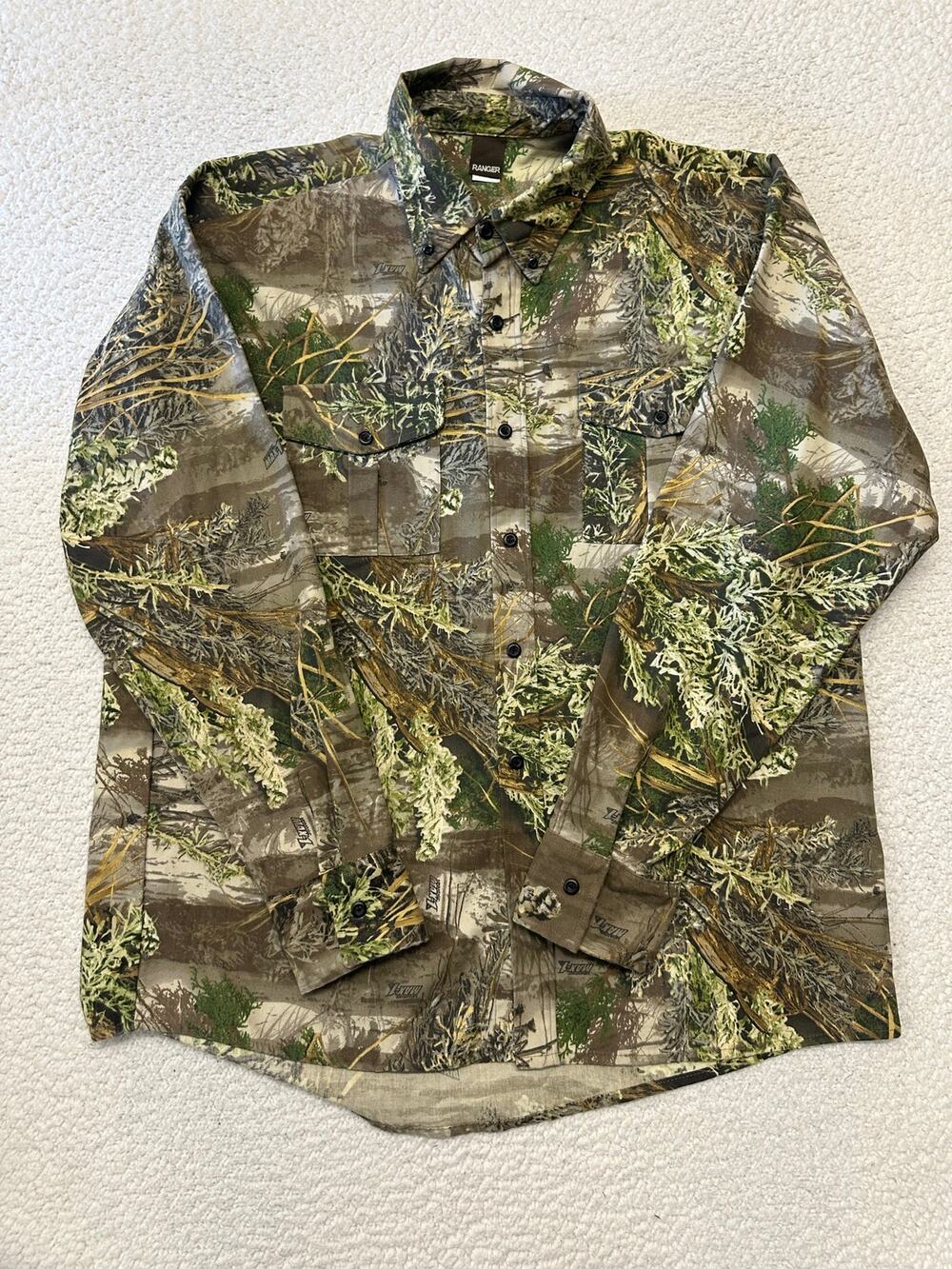 Ranger Mens Long Sleeve Button Down  Realtree Max-1 Camo Hunting Shirt Size XL
